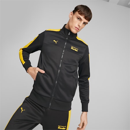 Porsche Legacy MT7 Track Jacket Men, PUMA Black-Lemon Chrome, small-SEA