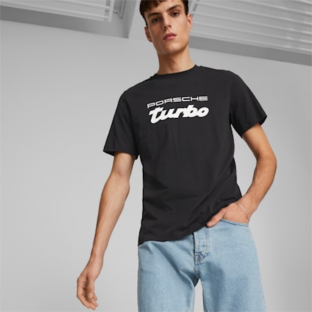 Porsche Legacy Logo Tee Men, PUMA Black, small-SEA