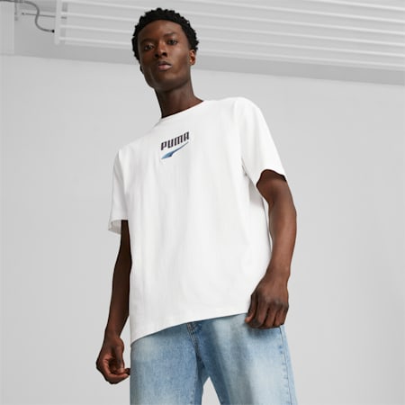 DOWNTOWN Logo Tee Men, PUMA White-Daydream, small-PHL