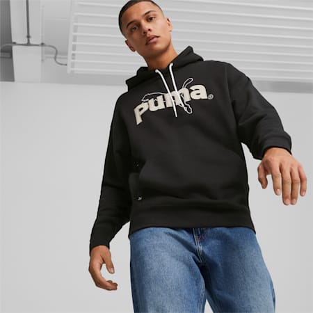 PUMA TEAM Graphic Hoodie Men, PUMA Black, small-IDN