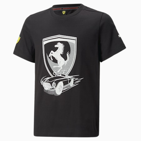 เสื้อยืดคอกลมเด็กโต Scuderia Ferrari Race Tee, PUMA Black