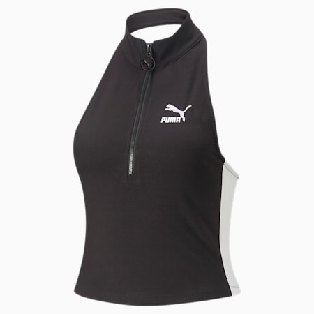 Kaus Wanita T7 Half-Zip Mock Neck, PUMA Black, small-IDN