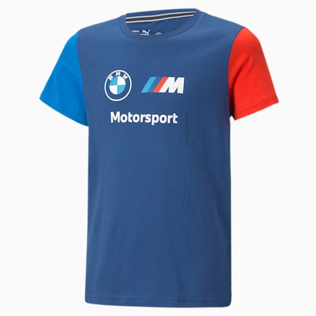 T-shirt BMW M Motorsport Essentials Logo da ragazzo, Pro Blue-M color, small