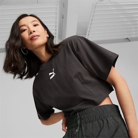 DARE TO Cropped Relaxed Tee Women, PUMA Black, small-AUS