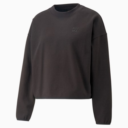 Infuse Women's Mock Neck Sweatshirt, PUMA Black, small-AUS