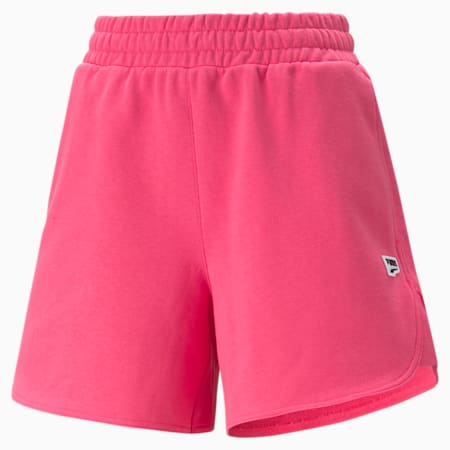 DOWNTOWN High Waist Women's Regular Fit Shorts, Glowing Pink, small-IND