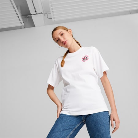 Downtown Relaxed Graphic Tee Women, PUMA White, small-AUS