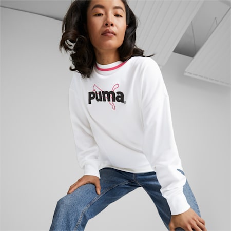 PUMA TEAM Mock Neck Sweatshirt Women, PUMA White, small