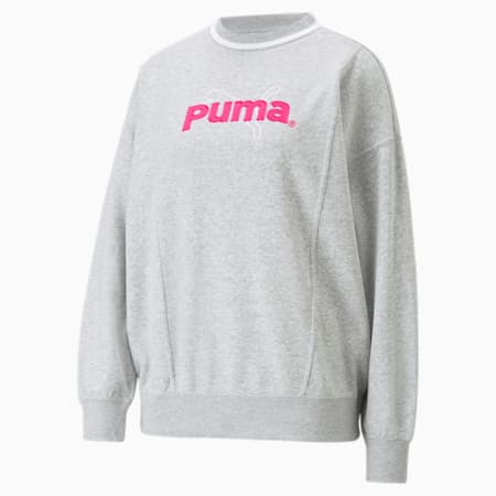 PUMA TEAM Mock Neck Sweatshirt Women, Light Gray Heather, small