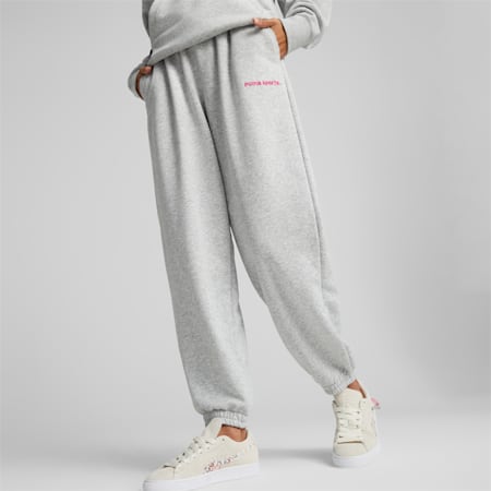 PUMA TEAM sweatpants voor dames, Light Gray Heather, small