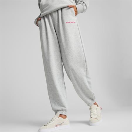 PUMA TEAM Sweatpants Women, Light Gray Heather, small-SEA