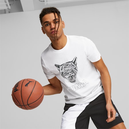 Clear Out Basketball Tee Men, PUMA White, small-PHL