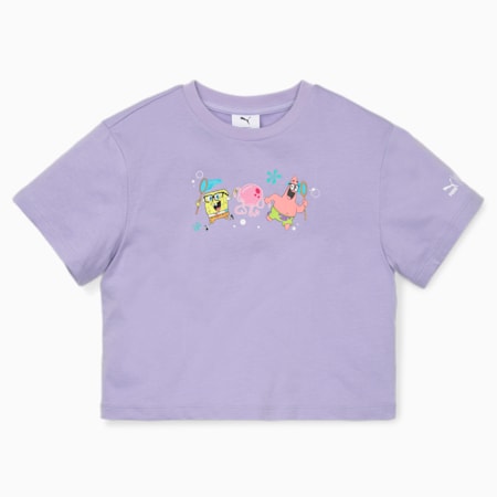 PUMA x SPONGEBOB Kids' Relaxed Fit T-Shirt, Vivid Violet, small-IND