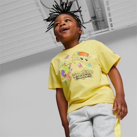 PUMA x SPONGEBOB Tee Kids, Lucent Yellow, small-DFA