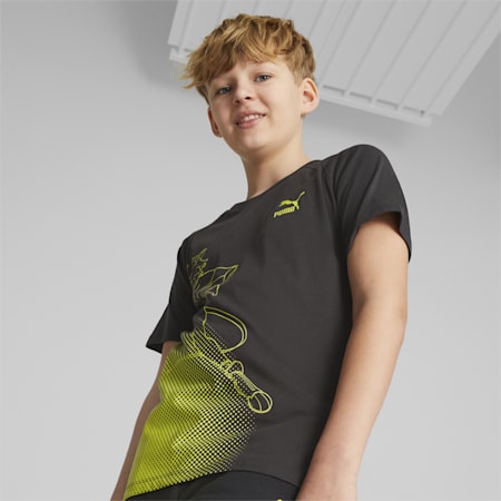 PUMA x MIRACULOUS Tee Youth, PUMA Black-Olive Oil, small-SEA