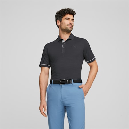 Cloudspun Haystack Men's Golf Polo Shirt, PUMA Black Heather-High Rise Heather, small-AUS