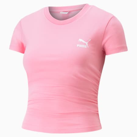 Maszczona krótka damska koszulka, Sachet Pink, small