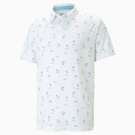 Cloudspun Horizons Men's Golf Polo Shirt, Bright White-Heartfelt, small-AUS
