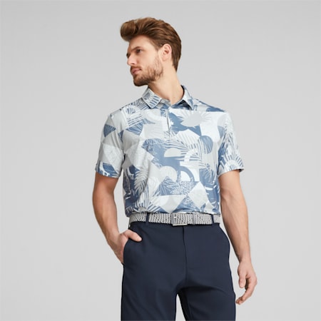 Mattr Geo Golf Polo Shirt Men, Evening Sky-Navy Blazer, small