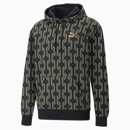 Classics 70s fleece hoodie met print voor heren, Puma Black-AOP, small