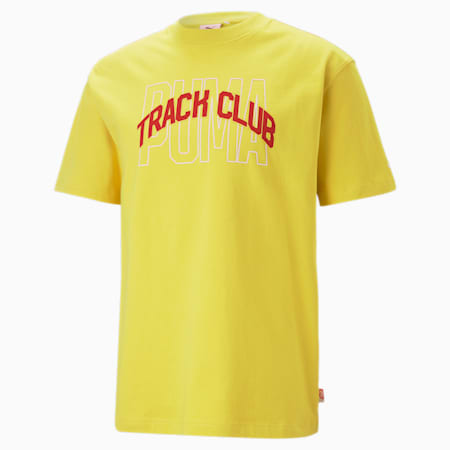 Track Meet Graphic T-shirt voor heren, Fresh Pear, small