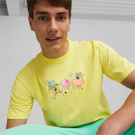Męska koszulka PUMA x SPONGEBOB Graphic, Lucent Yellow, small