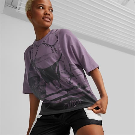 Strong Side Women's Basketball Tee, Purple Charcoal, small-AUS