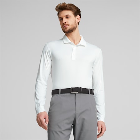 Polo da golf a maniche lunghe YouV da uomo, Bright White, small