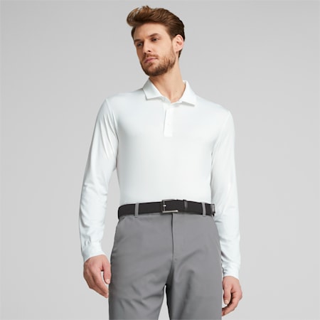 Polo de golf à manches longues YouV Homme, Bright White, small