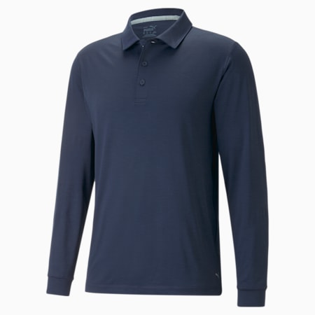 YouV Long Sleeve Golf Polo Shirt Men, Navy Blazer, small