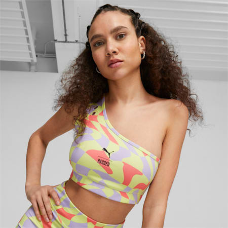PUMA x THE RAGGED PRIEST Women's Printed Crop Top, Lily Pad-AOP, small-AUS