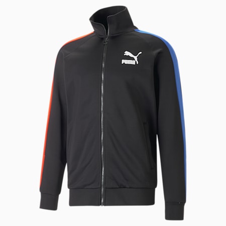 T7 ICONIC Track Jacket Men, PUMA Black-Royal Sapphire, small-DFA