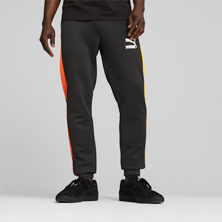 T7 Iconic Track Pants Men, PUMA Black-Hot Heat, small-THA