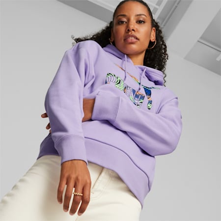 Sweat à capuche Classics Logo Infill Femme, Vivid Violet, small