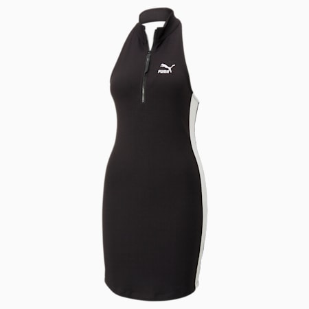 T7 Half-Zip Mock Neck Dress Women, PUMA Black, small-SEA