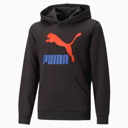Classics Logo Hoodie - Boys 8-16 years, PUMA Black, small-AUS