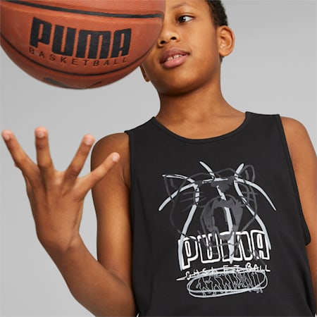 Débardeur de basketball Enfant et Adolescent, PUMA Black, small
