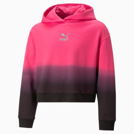 Felpa con cappuccio in spugna RULEB da ragazza, Glowing Pink, small