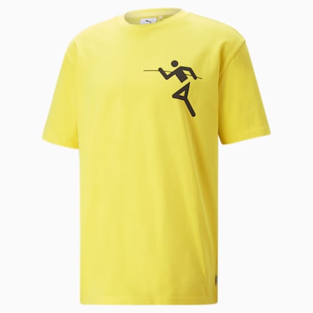 T-shirt graphique PUMA Heroes, Sun Ray Yellow, small