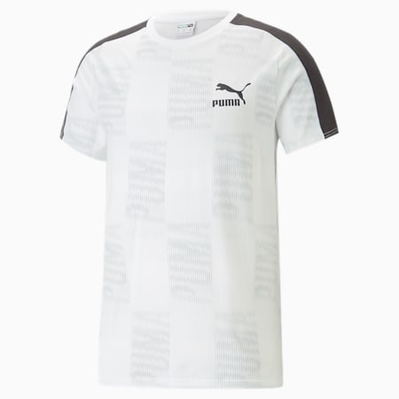 T7 Sport T-shirt voor heren, PUMA White-AOP, small