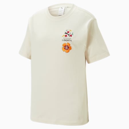 PUMA x LIBERTY Graphic Tee Women, Pristine, small