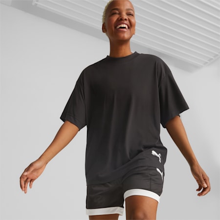 Arc-hitect Short Sleeve Basketball Tee Women, PUMA Black, small-DFA