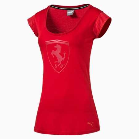 Ferrari Women's Big Shield T-Shirt, rosso corsa, small-SEA