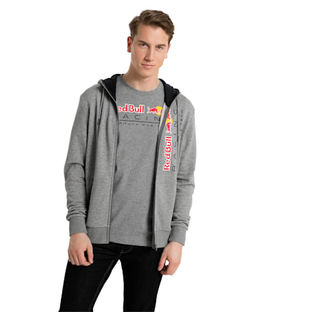 Red Bull Racing Lifestyle Men S Hooded Sweat Jacket Medium Gray