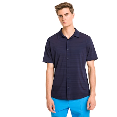 Breezer Short Sleeve Men's Golf Shirt, Peacoat, small-SEA