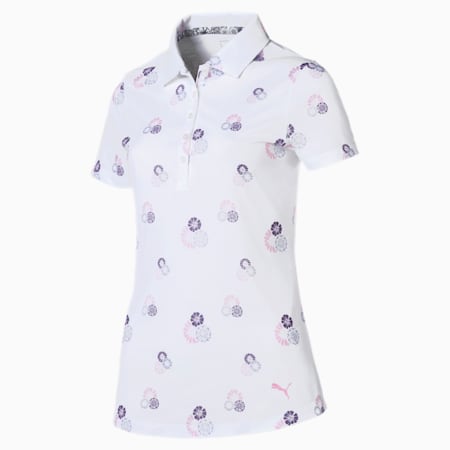 Blossom Women's Golf Polo, bright white-sweet lavender, small-SEA
