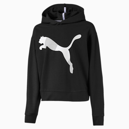 Girls black puma hoodie top