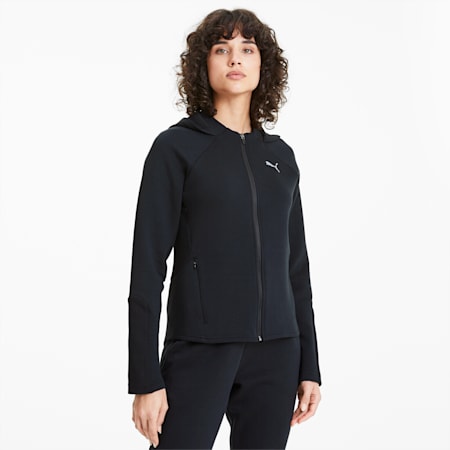 Evostripe Full Zip Women's Hoodie, Puma Black, small-SEA