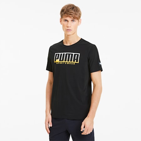 ATHLETICS Big Logo Men's Tee, Puma Black-Golden Rod, small-SEA