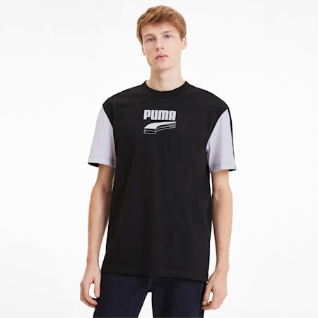 REBEL Block Men's Tee, Puma Black, small-SEA